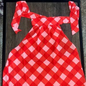 J. Crew Pink and Red Checkered Tie Neck Tank Top